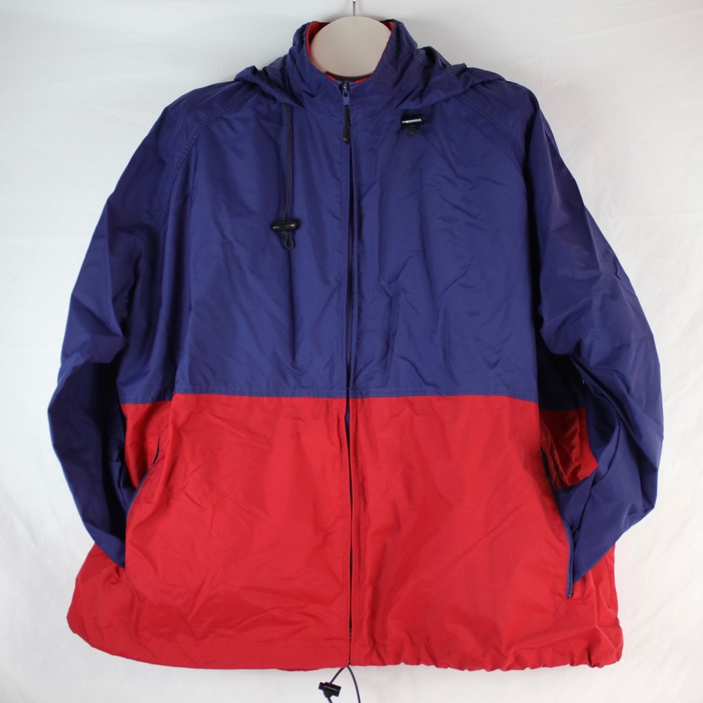 Vintage Crest Signature Collection Blue & Red Zip Up Rain Jacket Mens Size 2XL